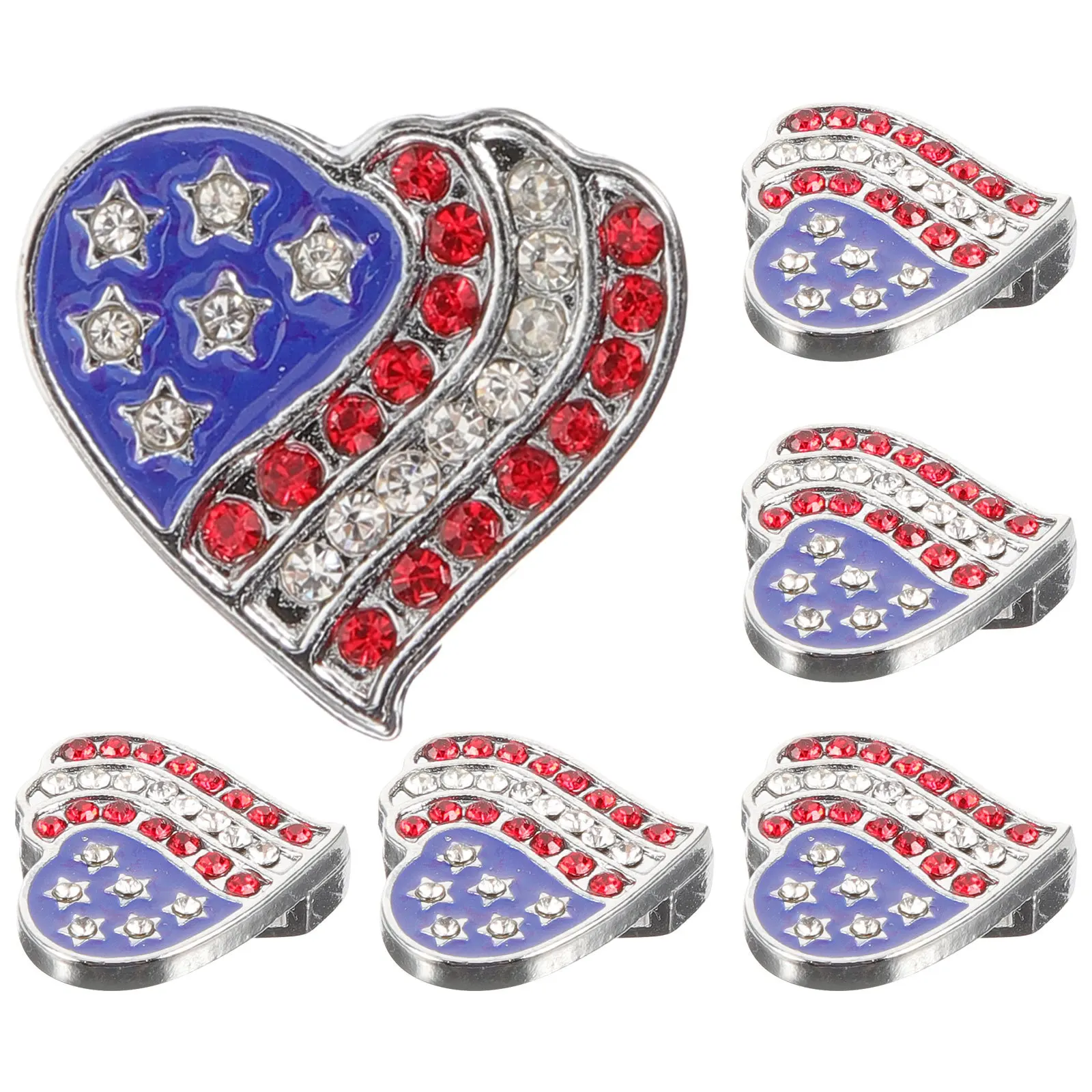 6 قطعة سبائك حجر الراين القلب سحر DIY بها بنفسك صنع المجوهرات عيد الاستقلال سوار خلخال المفاتيح الديكور الاكسسوارات الحرفية #3