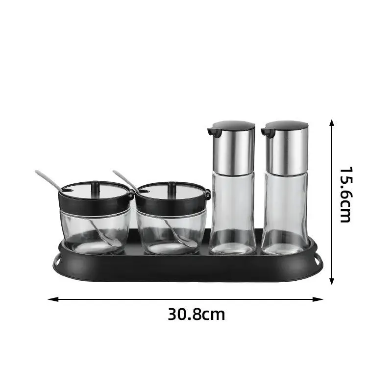 

Hotel combination small vinegar chili jar set, glass soy sauce vinegar pot, restaurant household and commercial