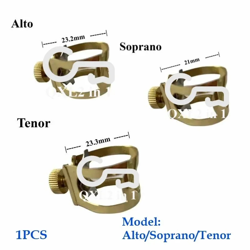 Pure Metal Saxophone Ligature Suitable for Alto, Tenor, Soprano Saxophones, Wind Instrument Accessories, Single Screw Adjustment