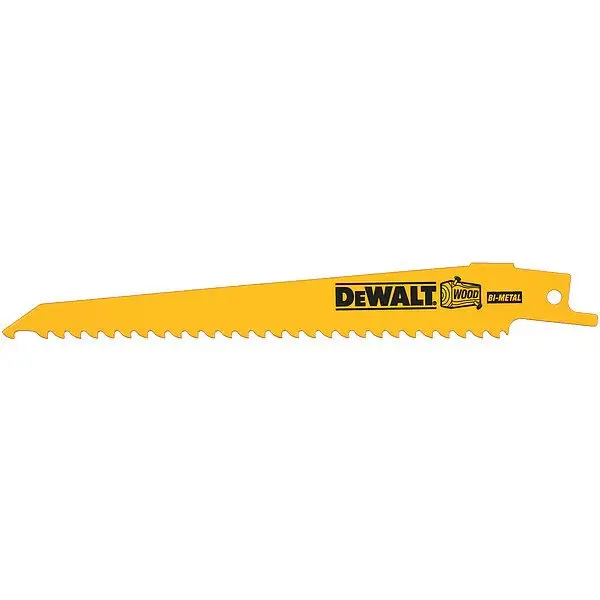 6" 6 TPI Taper Back Bi-Metal Reciprocating Blade for General Purpose Wood Cutting, 25PK