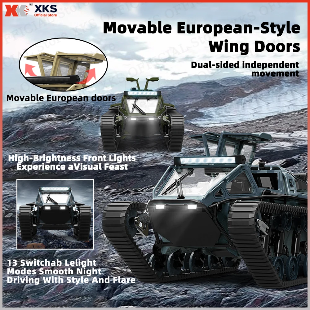 XKS JJRC C8812 Carro RC com tanque rastreado em escala - LED Light-Up 4WD Off-Road Controle remoto totalmente proporcional, deriva de alta velocidade, melhor C