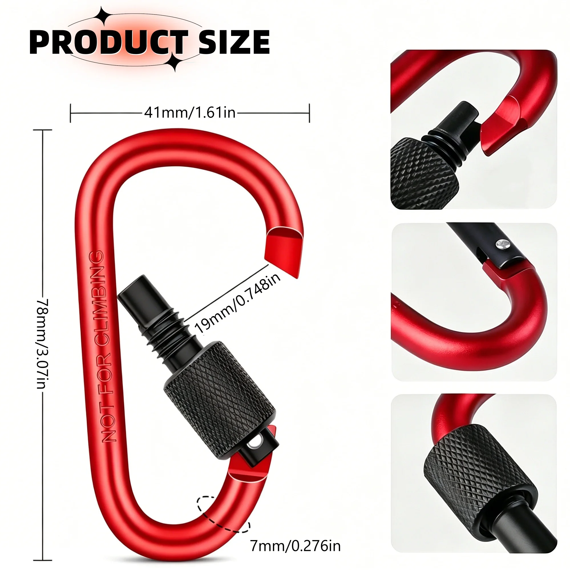 2-10Pcs Durable Aluminum D-Ring Carabiner Lock Buckle Hook Multi Tool for Outdoor Hiking Camping Backpack Keychain