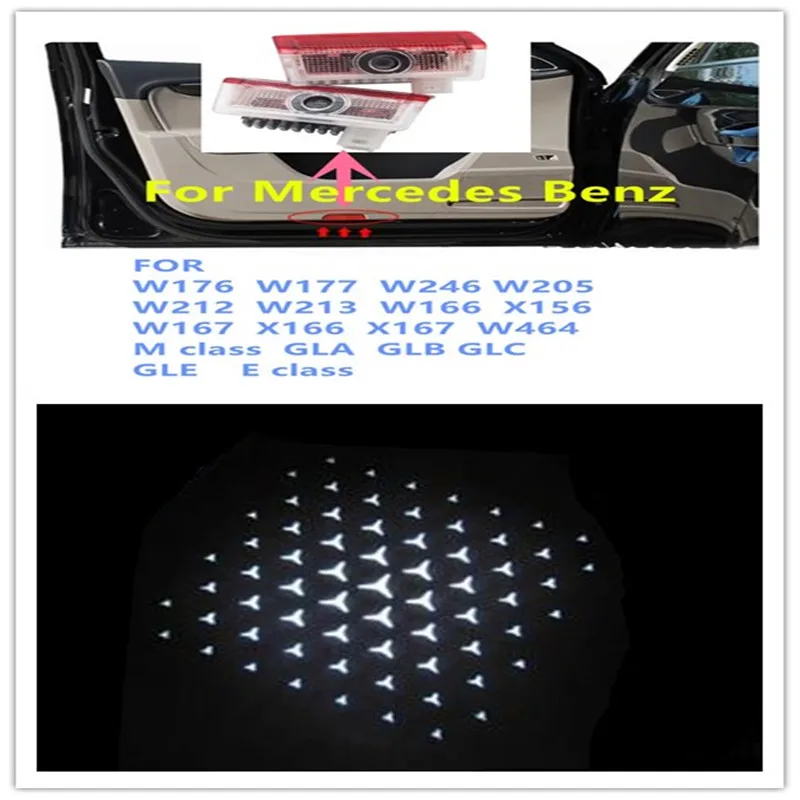 LED Shining Projection Car Door Decoration lamp tool Accessories For Mercedes Benz W205 W246 W212 W213 E A B C Class W176 W177