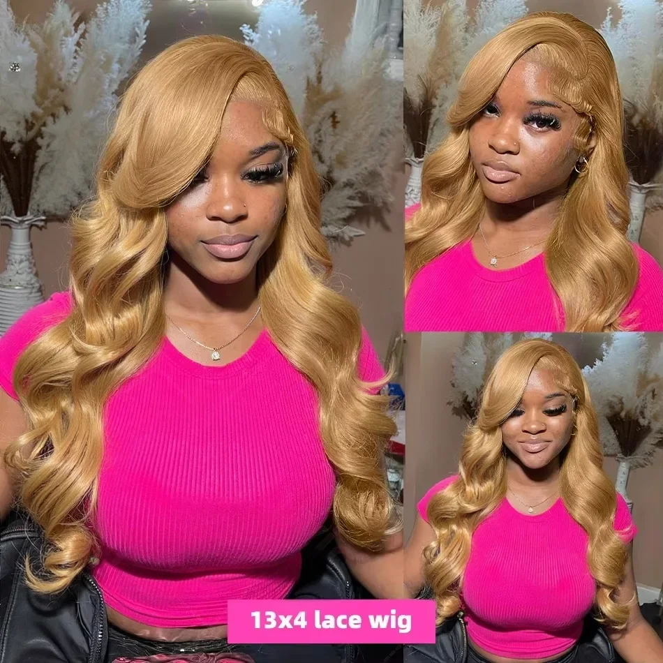 # 27 colores 13x6 HD onda del cuerpo rubio miel frente de encaje peluca de cabello humano resaltar 13x4 pelucas frontales de encaje transparente Pre desplumado