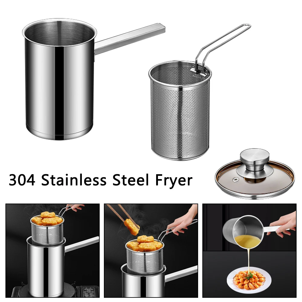 

Chicken Fried Food Strainer Cooking Basket Kitchen Tools 304 Stainless Steel Fryer Fryer Tool Foldable Thickeded Deep Fryer