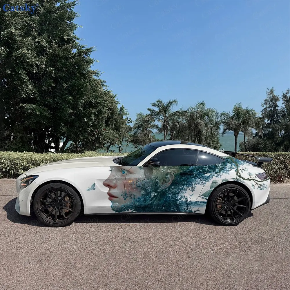 

2 шт. Наклейки на боковые части автомобиля с эффектом иллюзии, самоклеящиеся, из ПВХ, водонепроницаемые и устойчивые к царапинам, аксессуар для автомобиля, подарок