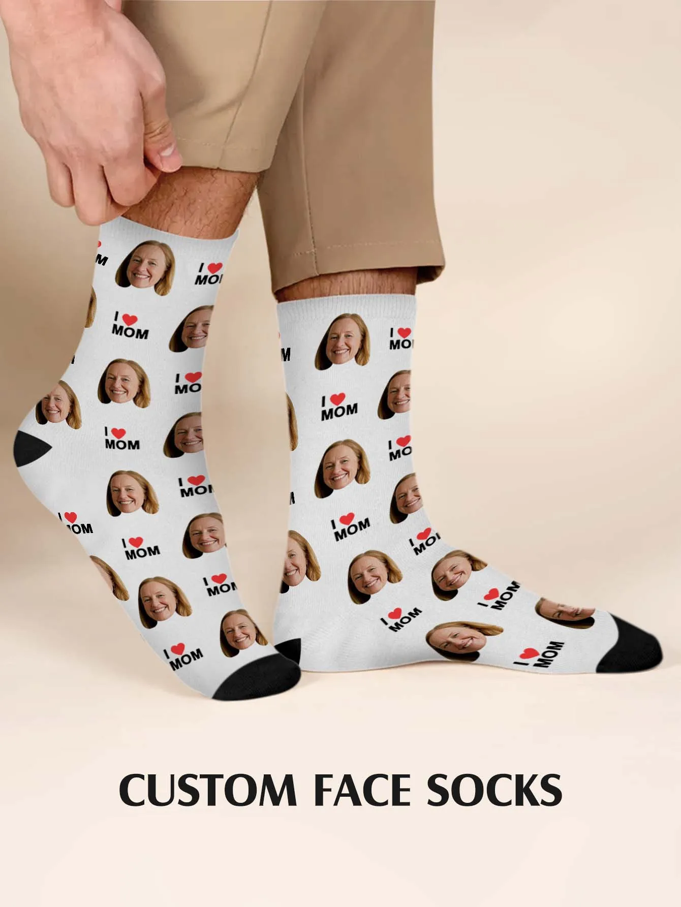 Custom Photo Socks Mothers Day Personalized Mom Socks Family Picture Printed Socks Two Sizes Available Gift for Mom view 3