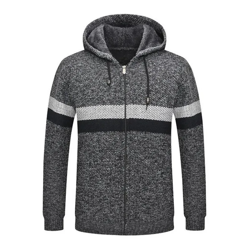 

Autumn And Winter Men's Sweater Coat Mens Hooded Coat Thick Zipper Sweater Cardigan Jumpers Male clothing