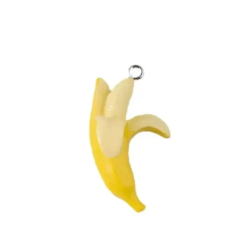 10Pcs Cute Mini Simulation Peeled Banana Resin Pendants Kawaii Fruit Charms for DIY Earrings Necklaces Bracelets Keychain