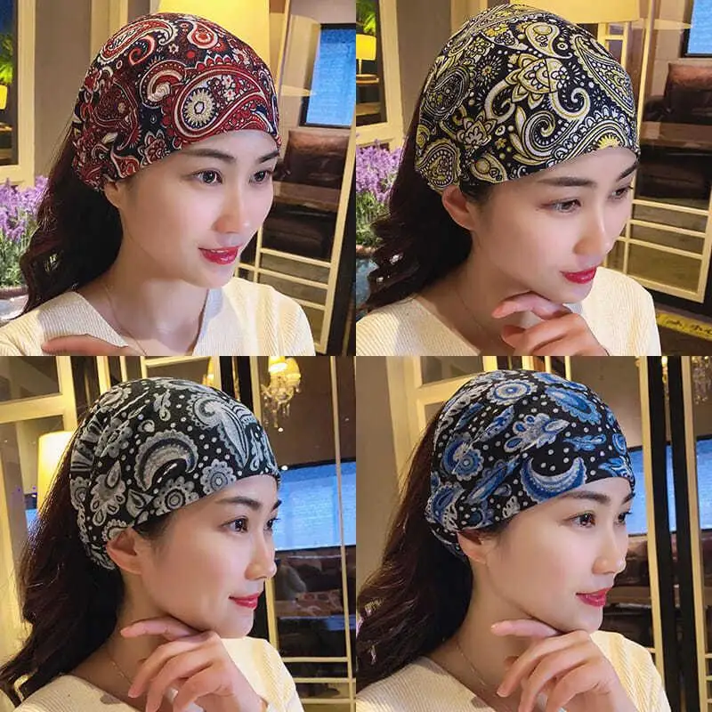 Faixa de cabeça larga de pano para cobrir cabelo branco internet celebridade cabelo arrumação rosto lavagem bandana lenço cocar