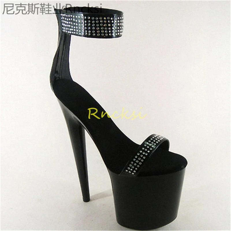 20cm High-heeled sandals women\'s summer new Joker wrist strap thin heel black temperament super high-heeled sandals