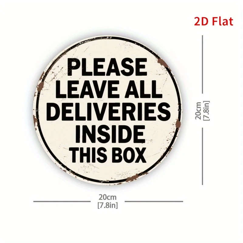 2D Flat, Two-dimensional Plane, Two-dimensional Plane - 1pc Vintage Themed Sign for Storing Packages in a Box - Durable Round Ir
