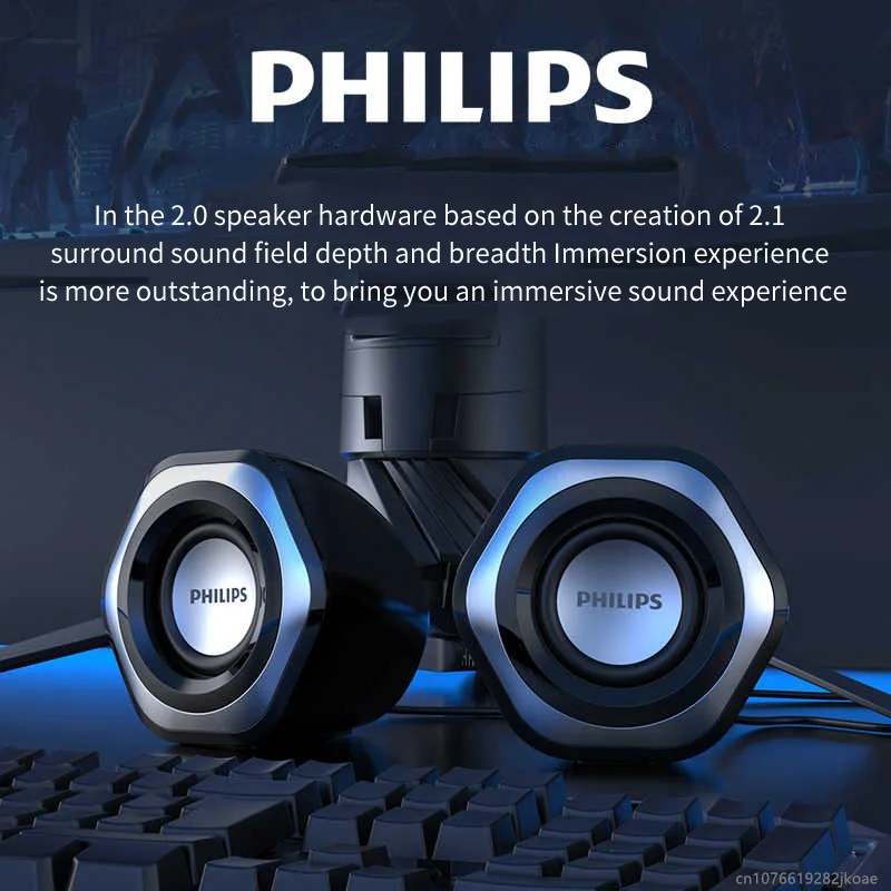 Philips SPA2209 Desktop Speaker 3.5mm Audio Cable USB Power Supply Loudspeaker Portable Mini HiFi Stereo Bass Original Voice Box