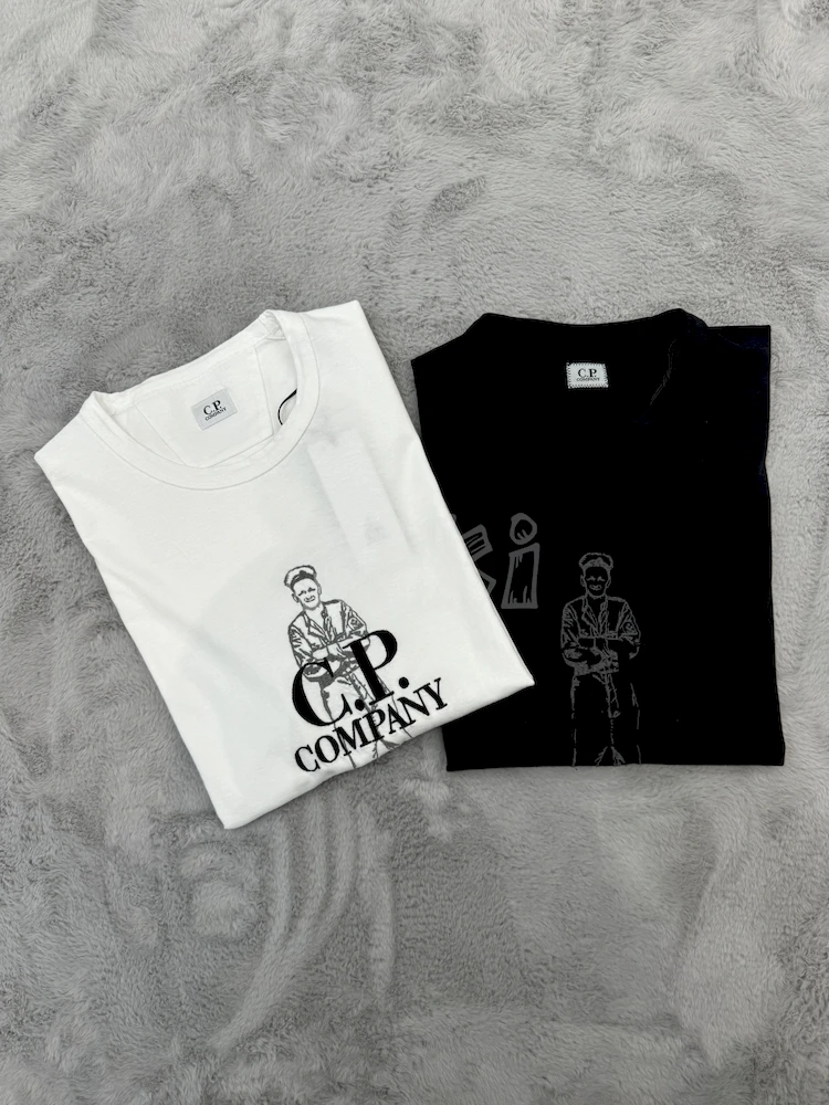 

2025 Parent-child Summer CP Letter Printed Trendy Brand T-shirts Pure Cotton Round-neck Short Sleeves for Both Men and Women Top