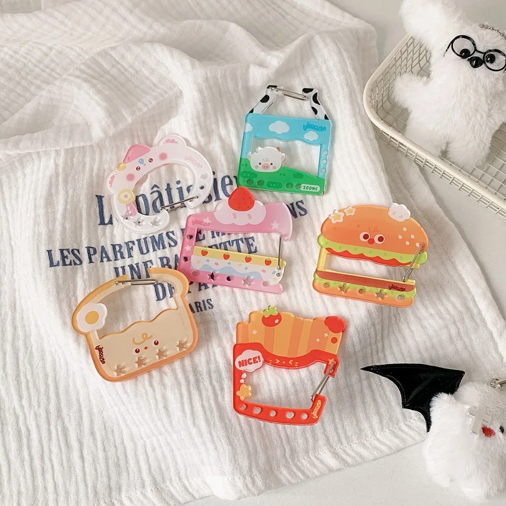 

Cute Cartoon Key Decoration Carabiner Hamburger Fries Acrylic Mountaineering Buckles Keychain
