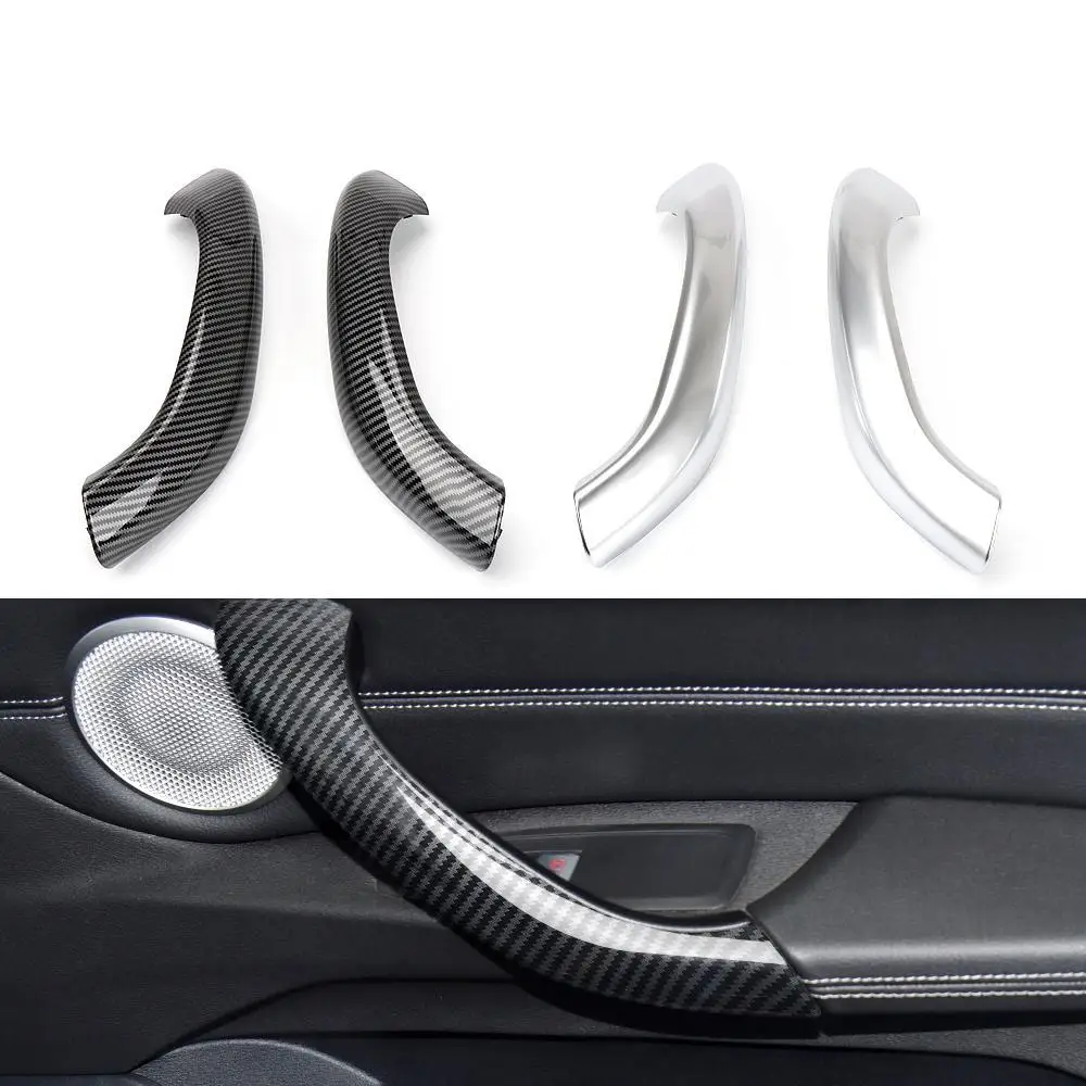 

Carbon Fiber Chrome Car Interior Door Pull Handle Cover Trim Replacement For BMW X1 X2 F48 F49 F39 2017-2022 51417417511