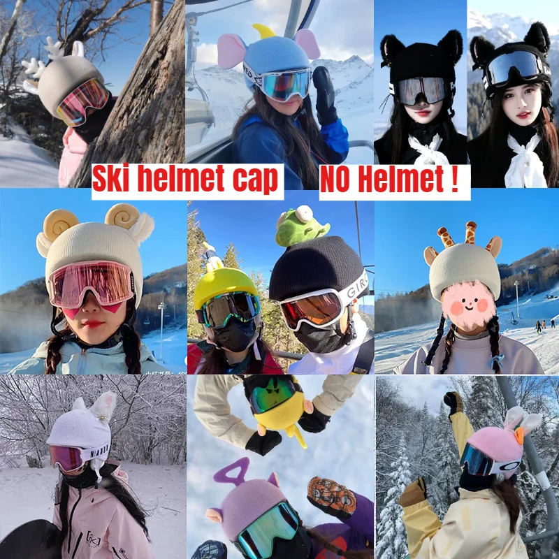 Ski Helmet Cover Cute Cartoon Warm Personality Single Double Board Helmet Cap Bicycle Helmet Doll Decoration Windproof Cover