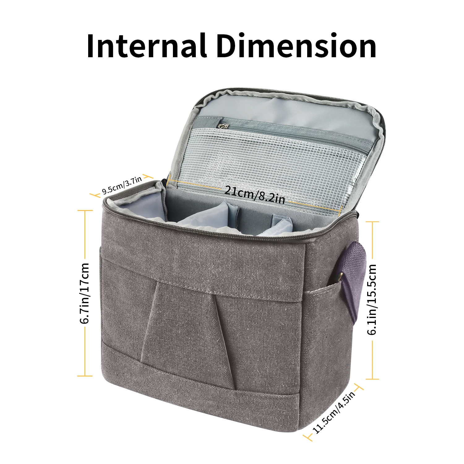 FOSOTO Shoulder Camera Bag Digital Retro Large Capacity Grey Camera Case for Canon SX70SX420SX500FZ85 NikonD5300D5500D5600 Sony