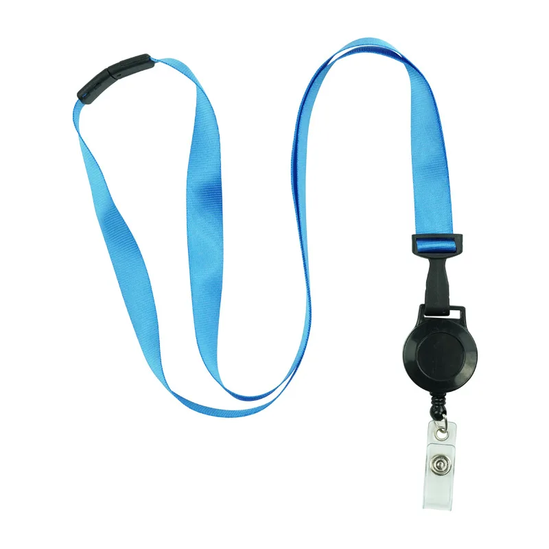 Durable Strap with Retractable Badge Reel Solid Color Polyester Strap Company Staff Work Card Holder Keychain Holder