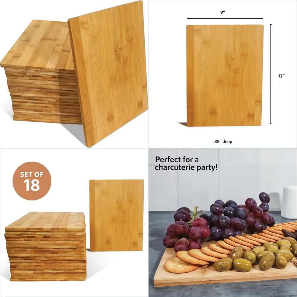 

Set Of 18 Bulk Cutting Boards 12 x 9 x 0.35 - Premium Bamboo Wood Boards For Wholesale, Engraving, Kitchen And Dinning Copping B