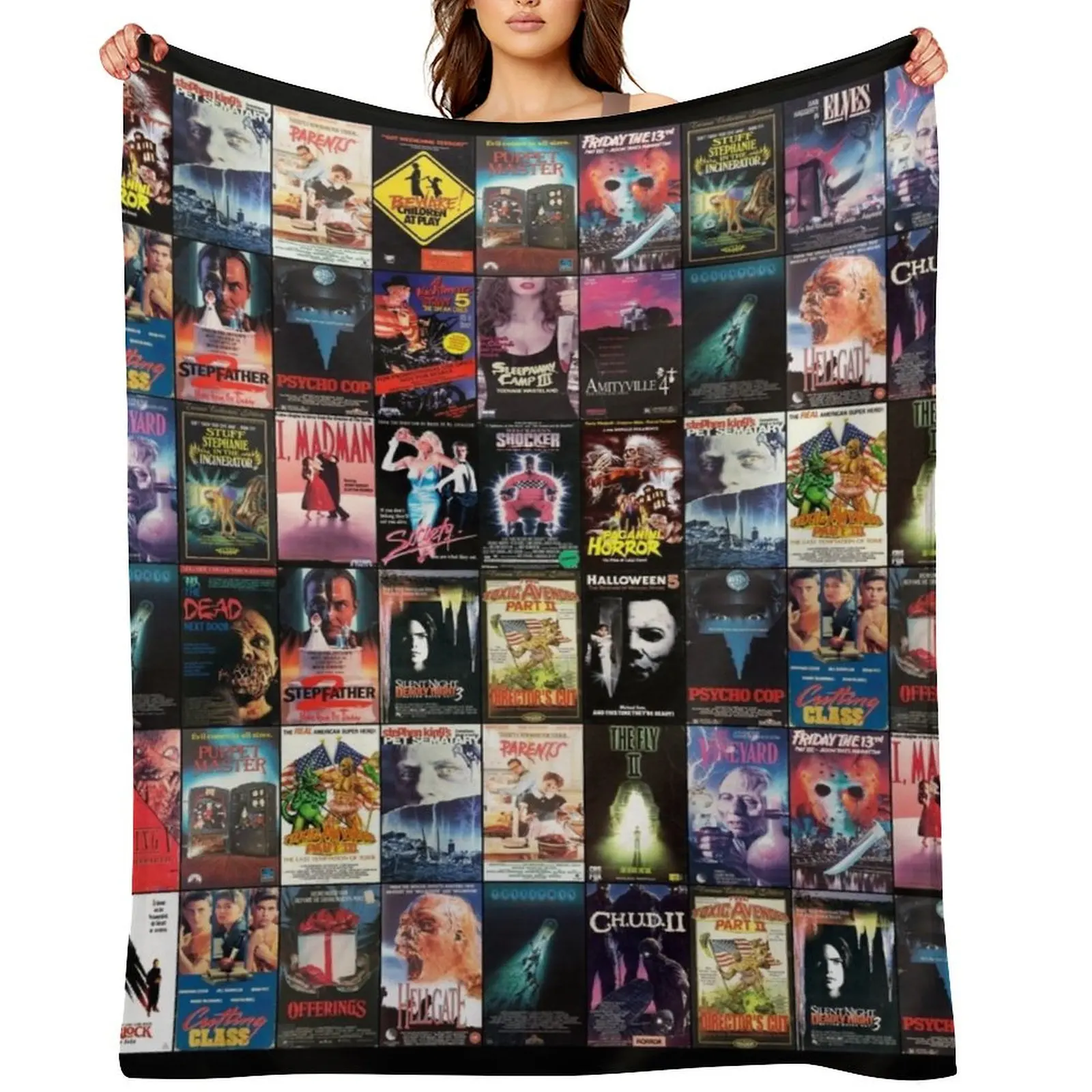 

RETRO HORROR VHS ARTWORK - 1989 Throw Blanket Blankets For Sofas Sofas Plush Blankets