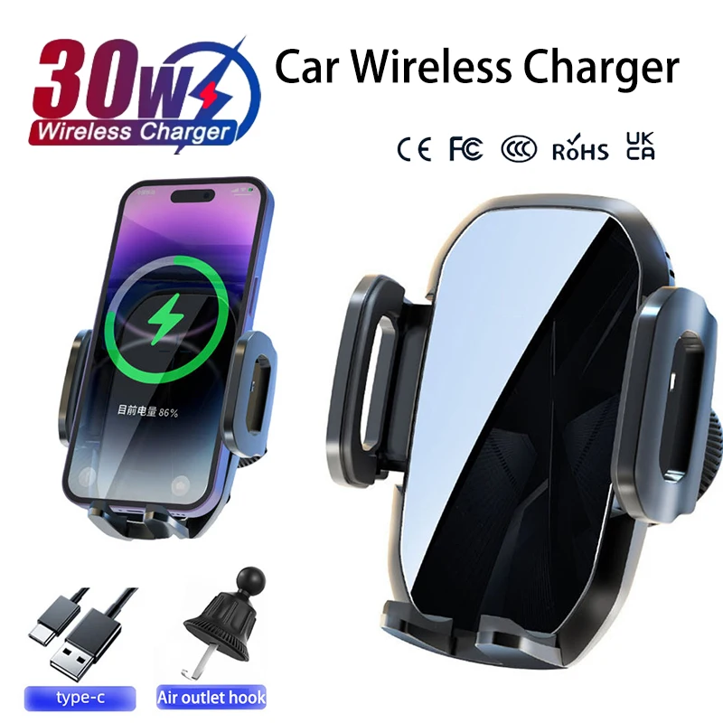 Carregador sem fio para carro 15W 2025 com suporte de celular por gravidade para ventilação de ar