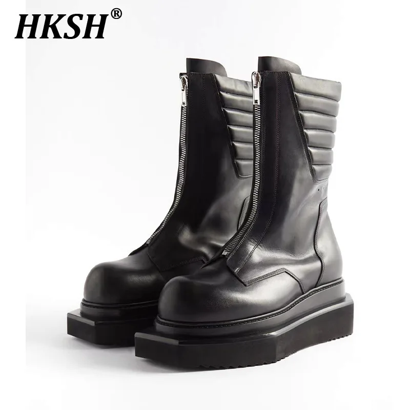 

HKSH RO Man Dark Tide Autumn Winter New British Shoes Techwear Fashion Show Trend Fashion Versatile Casual Leather Boots HK4985