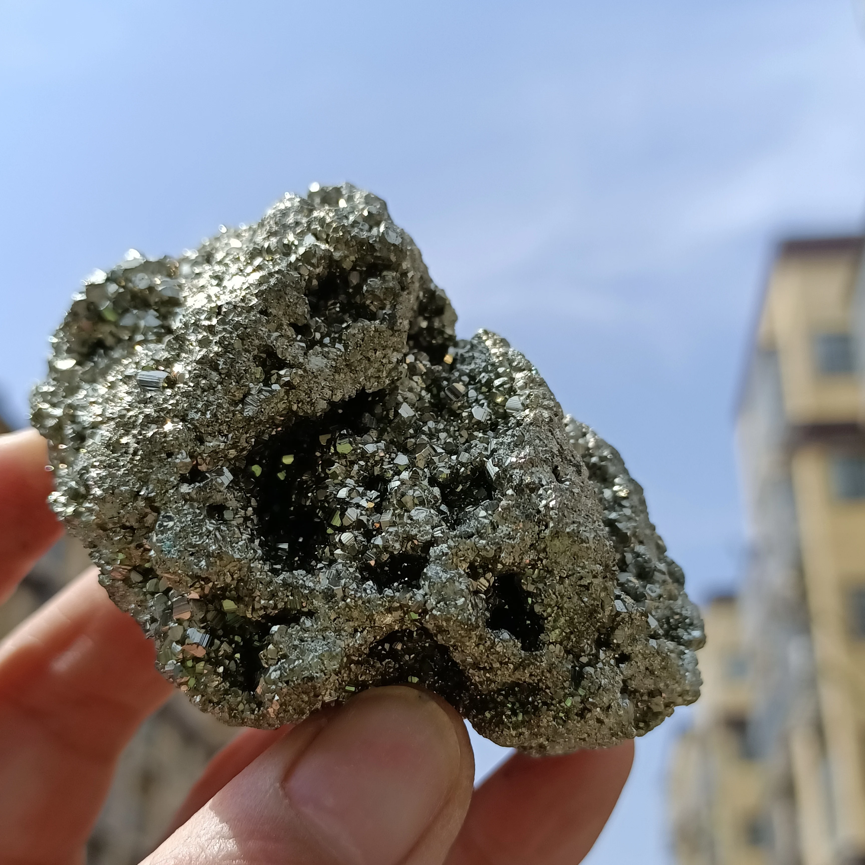 Natural Pyrite Cluster, Quartz Crystal Rough Pyrite Ore Cluster, Mineral Reiki Healing Stone, Energy Meditation Degaussing Decor