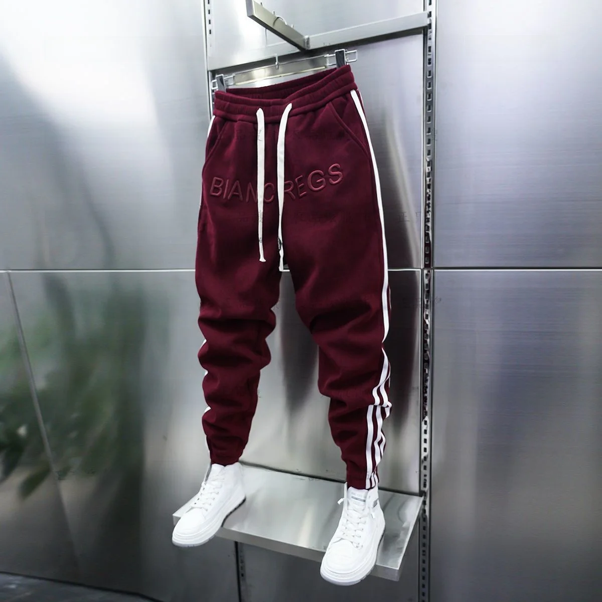 

Мужские повседневные брюки свободного кроя Harlan с флисовой подкладкой, на шнурке, осенние, больших размеров, 300 Pou, с вышивкой, прямые штаны