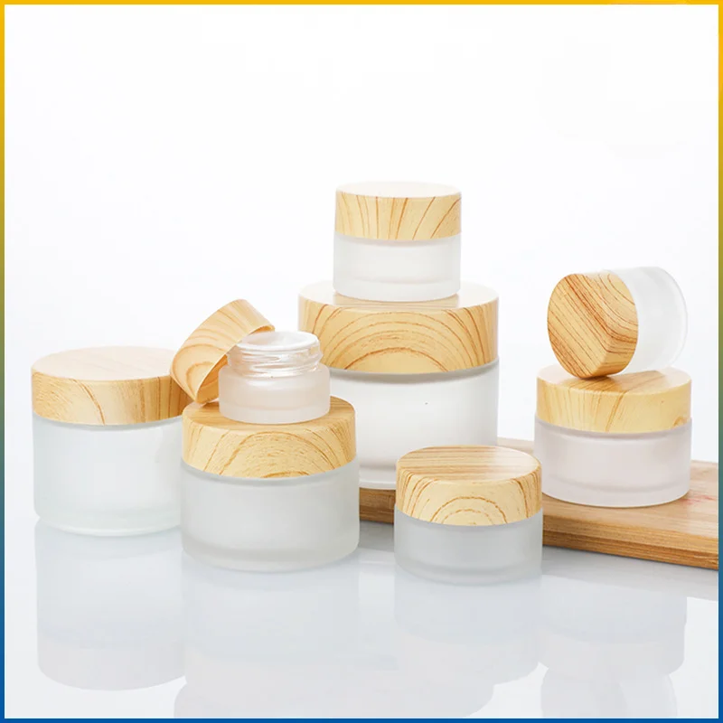 1 Stuks Matglazen Pot Met Houten Deksel Lege Room Potten Cosmetische Container Cosmetische Dispenser Tool Lekvrij