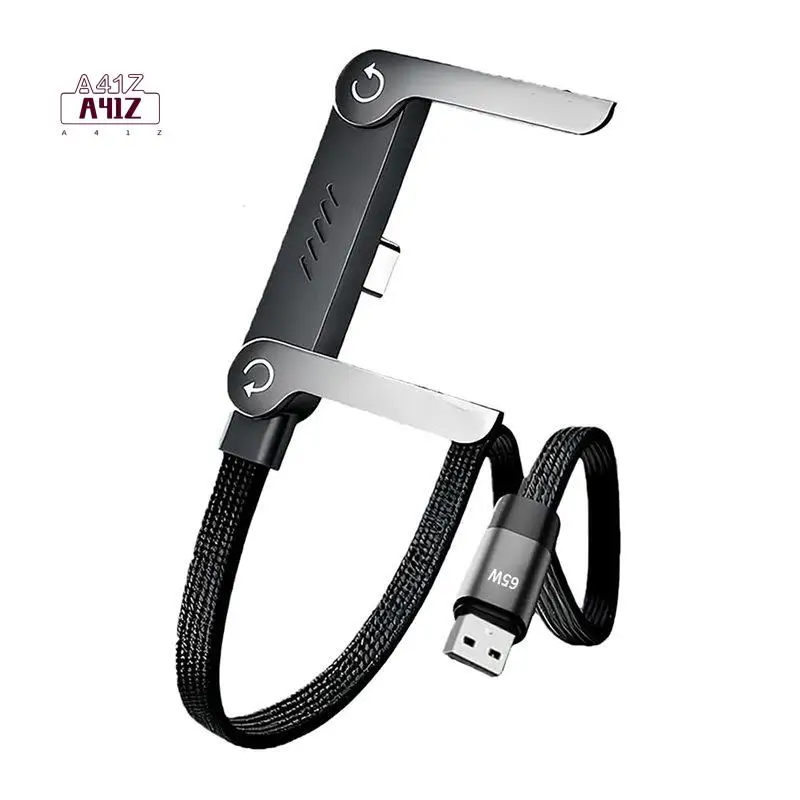 A41Z-65W Holder Cable With Stand,USB To C Fast Charging Phone Holder Data Cable Tablet Foldable Holder
