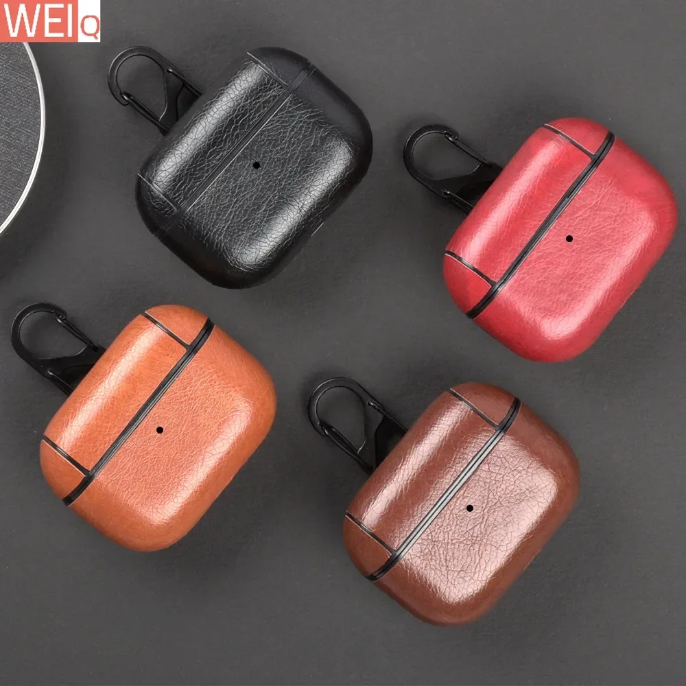 Luxury Retro Leather Earphone Case for Apple AirPods Pro 2 3 1 Headphone Protective Cover with Hook for Air Pods Pro2 2nd Gen