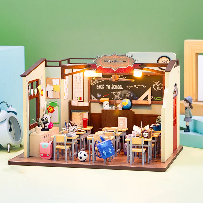 

OUZEY Graduation Memory School Classroom DIY Model - 3D Wooden Miniature House, Perfect Sentimental Gift for Teens