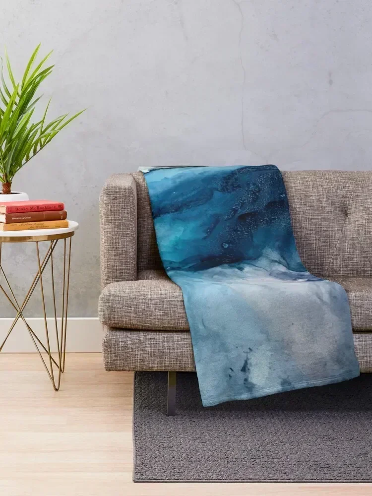 White Sand Blue Sea - alcohol ink painting Throw Blanket valentine gift ideas Hairys For Decorative Sofa Blankets