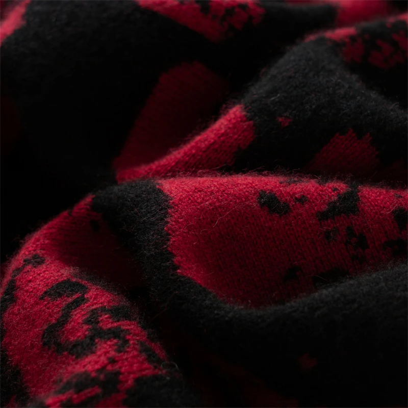 100% Pure Cashmere Sweater Men's Round Neck Double Thick Loose Knitted Sweater Outerwear Color Block Base Shirt