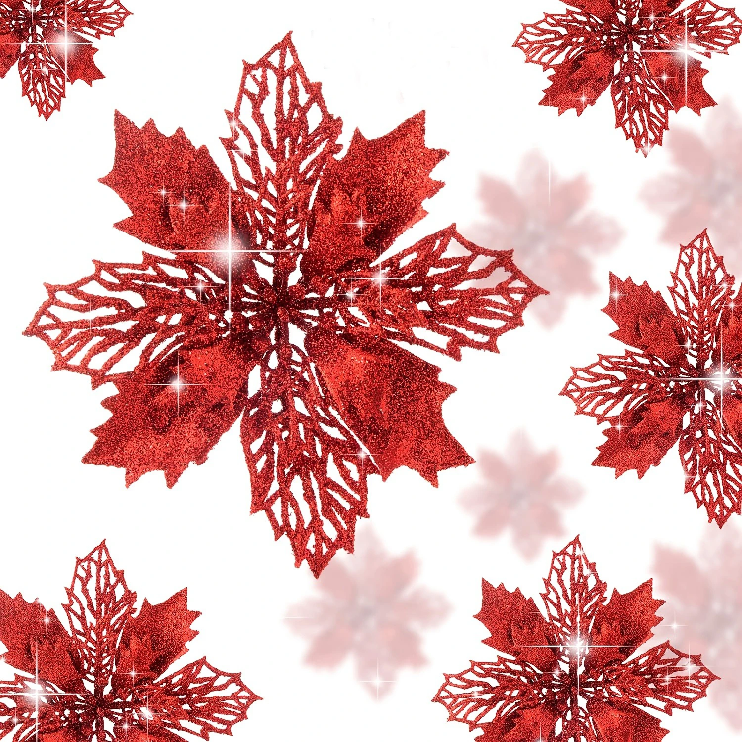 

5/10Pcs Red Artificial Flowers 11CM Fake Flowers Christmas Tree Decoration Pendant for Home Decor New Year Ornaments Accessories