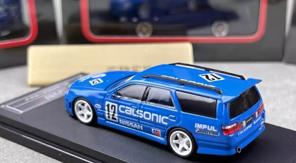 ซูม 1:64 JDMสีฟ้าGTR R34 Wagon Stagea Racing Diecastรุ่นคอลเลกชันLimited Editionงานอดิเรกของเล่นรถ