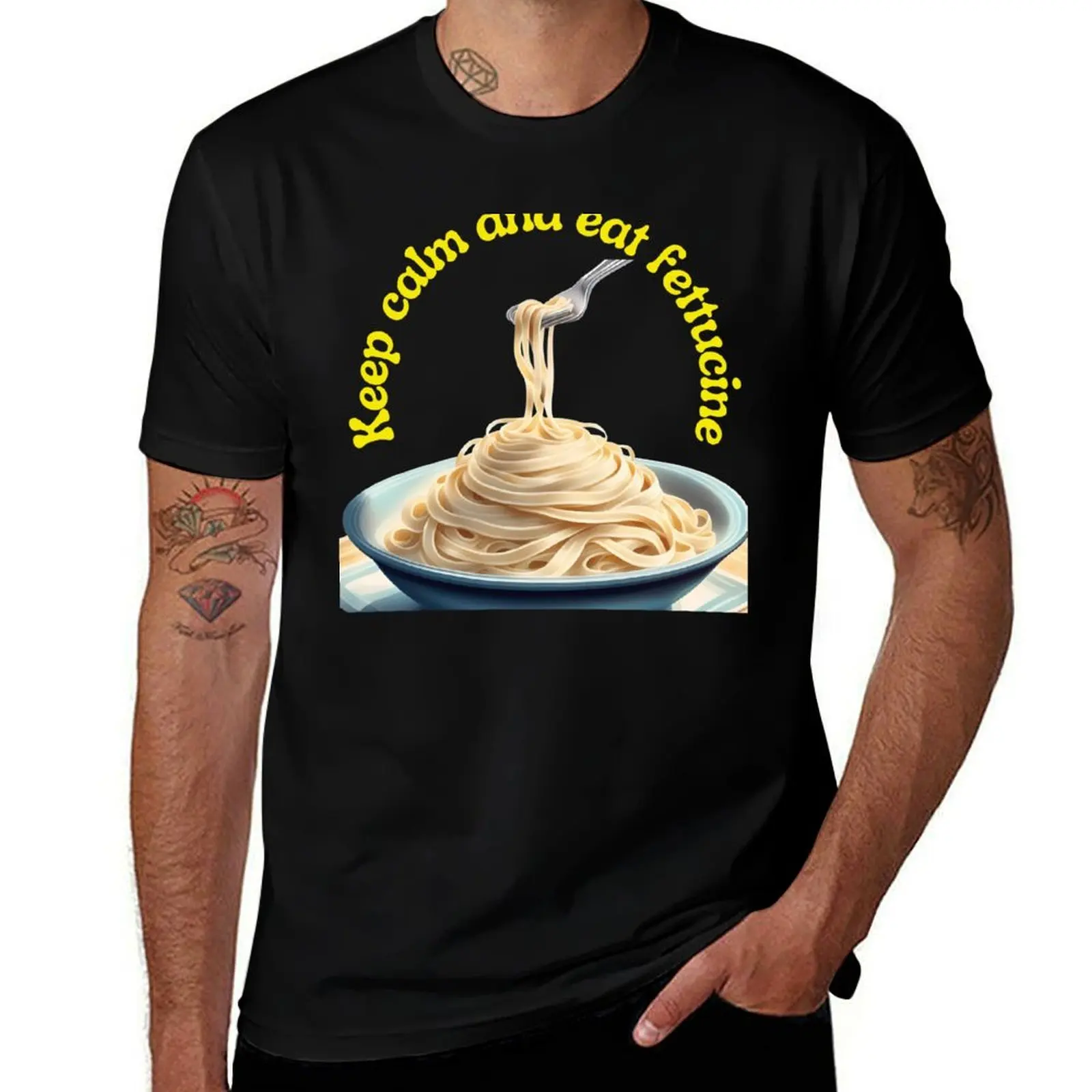

Футболка Calming Fettucine, забавные костюмы, одежда на день Святого Валентина, футболки, мужская футболка 100, ℅ хлопок