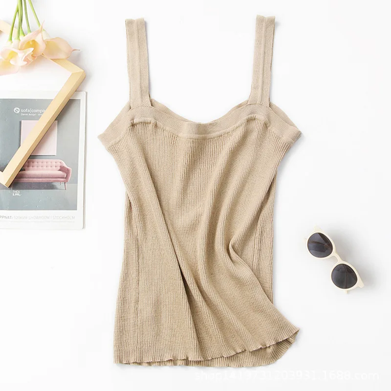 BirdTree, 70%Natural Silk 30% Cotton Elegant Camisole, Women VNeck Solid, Sexy Thin Bottom Tank Top, 2024 Summer Autumn P48573QM