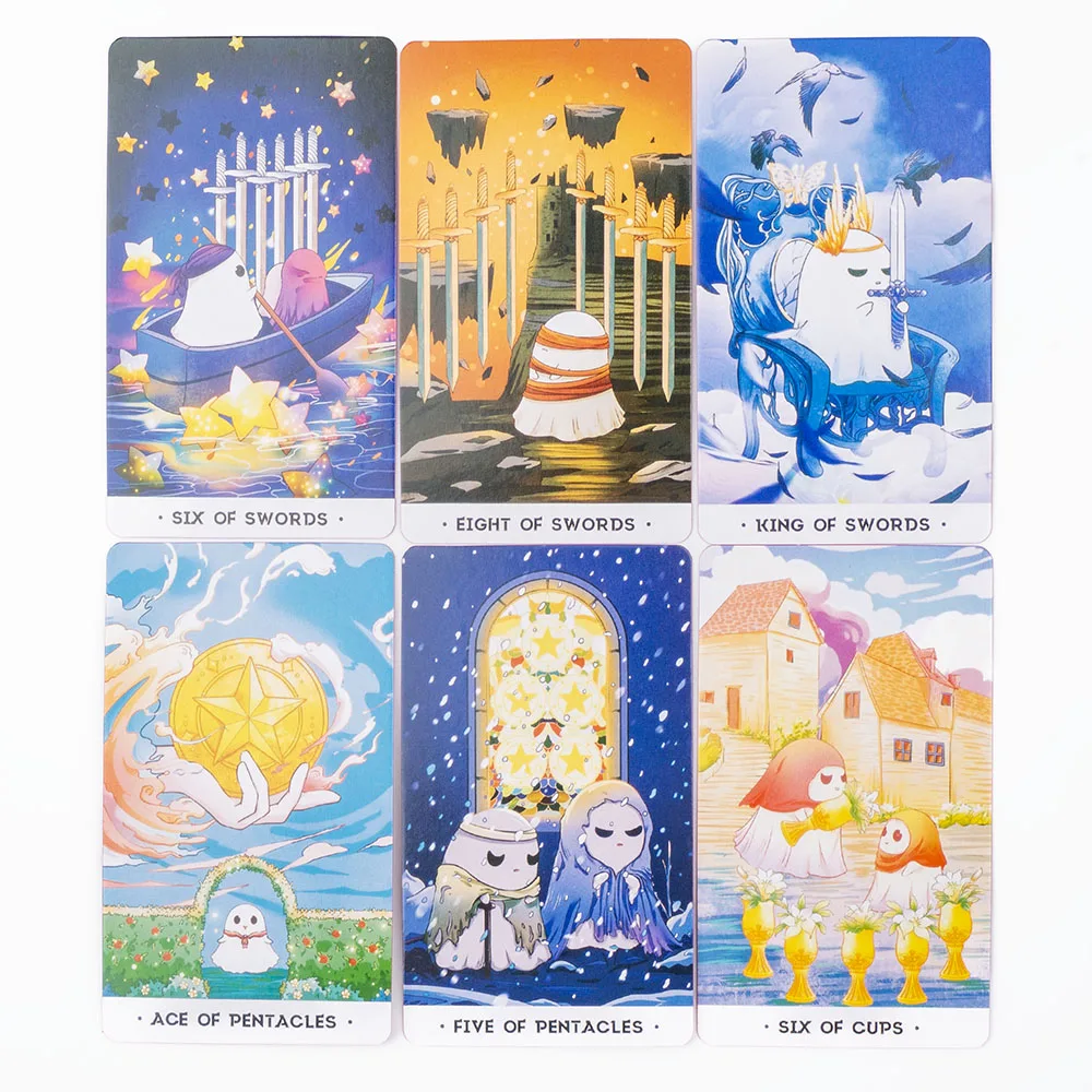 Orchid Valley Tarot 80-Card Cartoon Deck with Guidebook English Visions Divination Edition Deck Board Playing Games 10.3*6cm