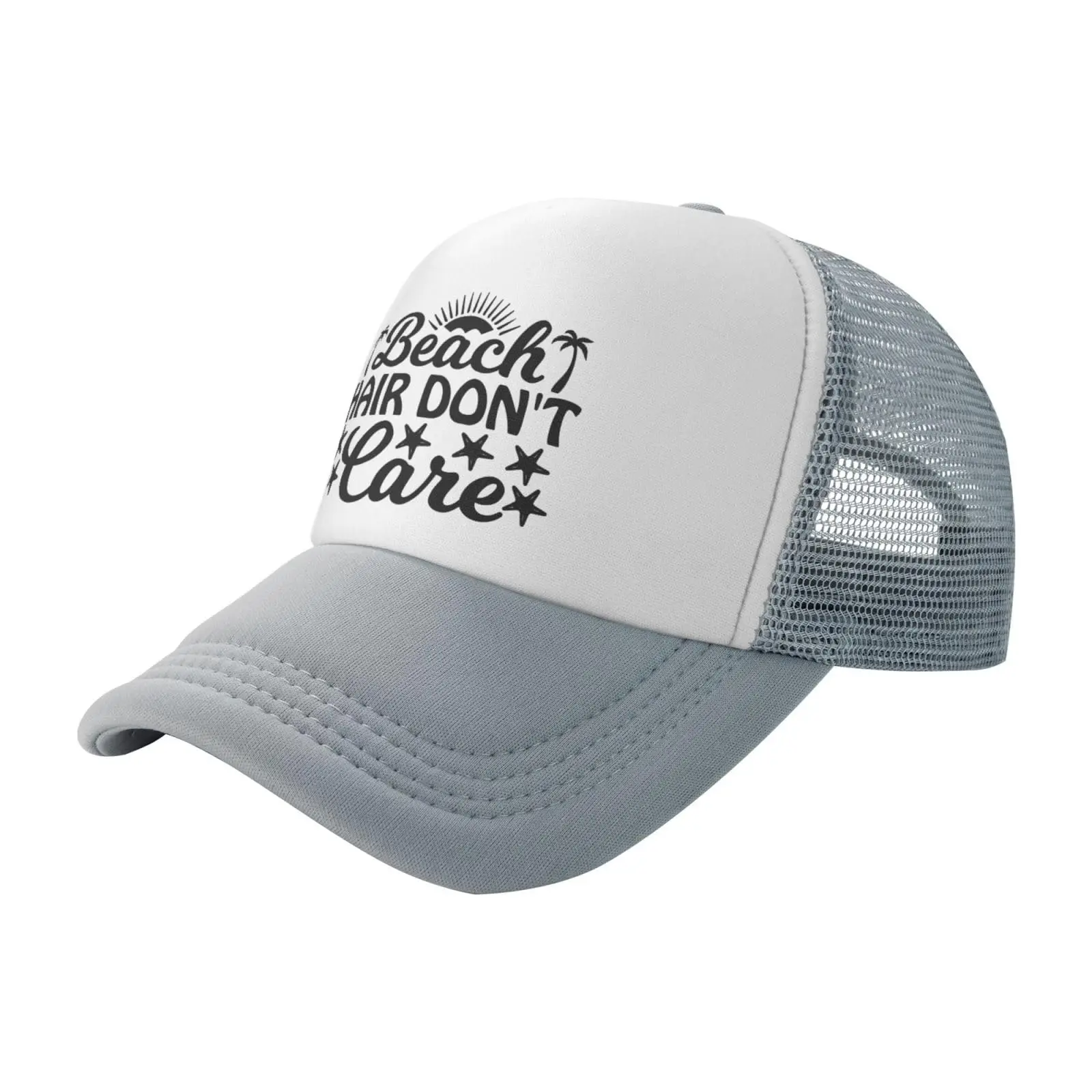 Beach Hair Don’t Care Funny Trucker Hat Adjustable Mesh Baseball Cap Adult Men Women Adjustable Adult Mesh Hat Comfortable ?Hat