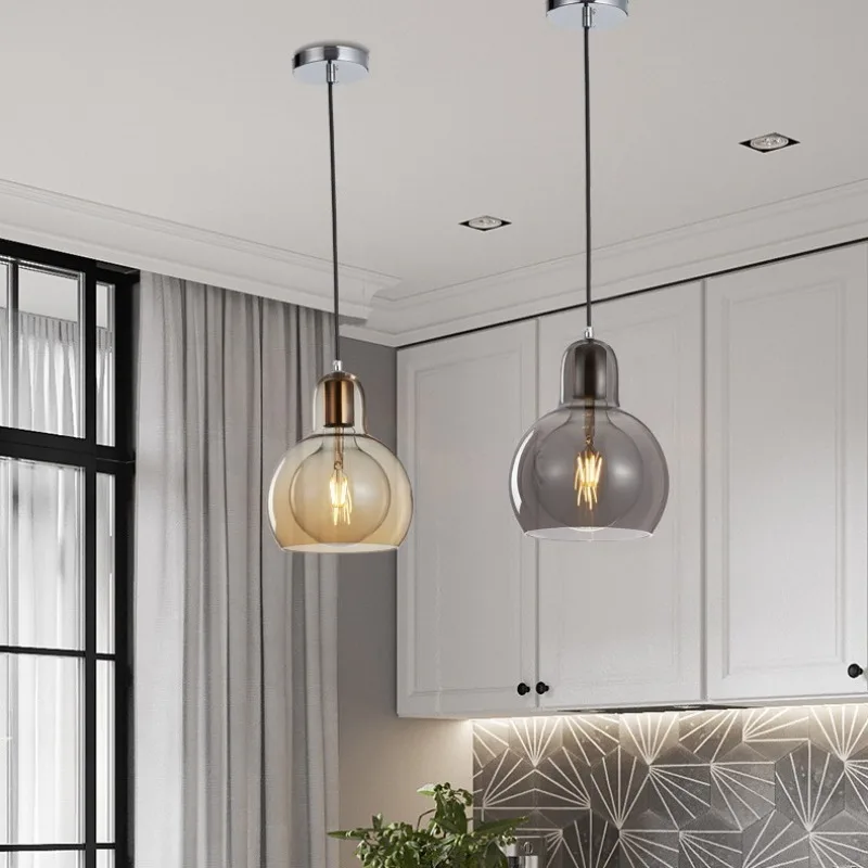 ما بعد الحداثة العنبر الزجاج ممفيس قلادة LED مصباح الحديثة الشمال ديكور المنزل غرفة المعيشة غرفة نوم شرفة جو الثريا