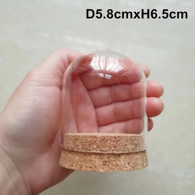 

60pcs Clear Glass Hemisphere Cover Glass Dome Cover For Flower Succulent Plants Vase With Wood Cork Table Decor Dry Flower Decor