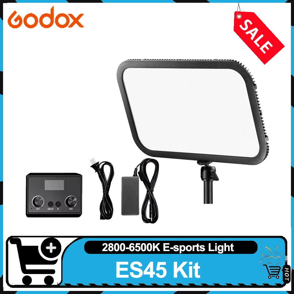 Godox ES45 KIT E-Sports LED Light Bi-color 2800K-6500K Panel Light with APP & Remote Controller for Live Streaming