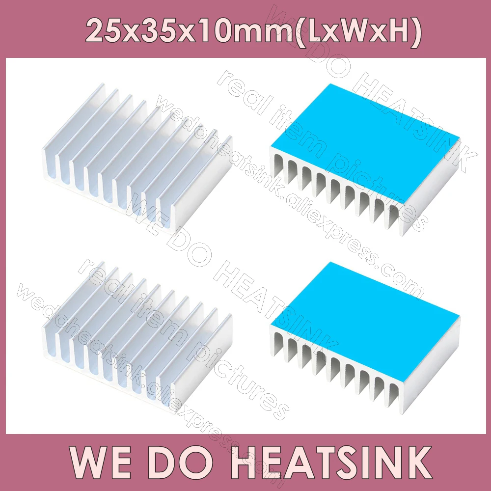 

WE DO HEATSINK 25x35x10mm Without or With Thermal Tape Silver Heatsink Aluminum Cooler Radiator Cooling For DIP40 DIP28