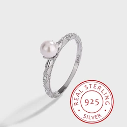 Retro Palace Style Small Pearl Ring Genuine S925 Silver Light Luxury Luxury Ring