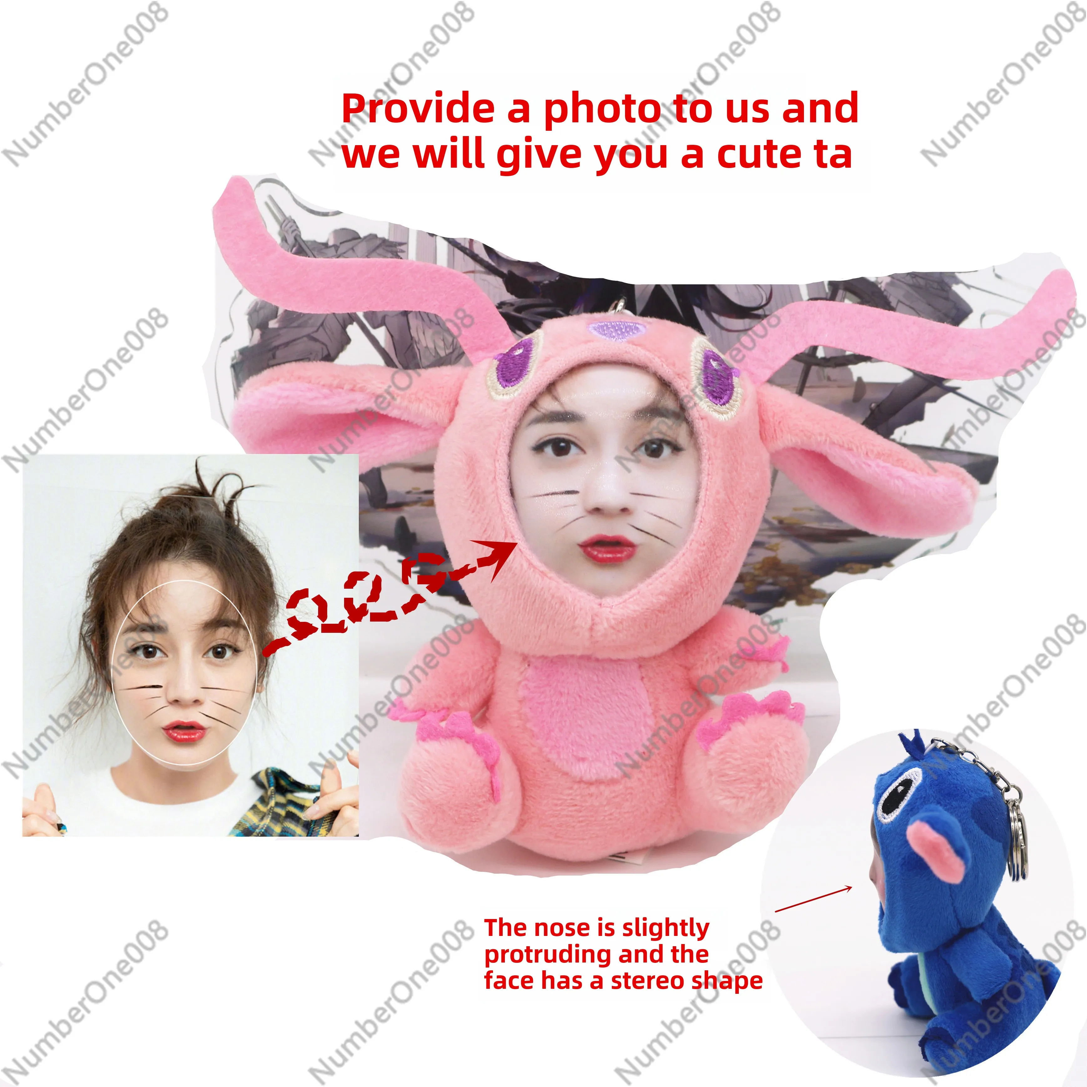 Diy3d Three-dimensional Human Face Doll Custom Photo Doll Doll Recording Talking Keychain Pendant Couple