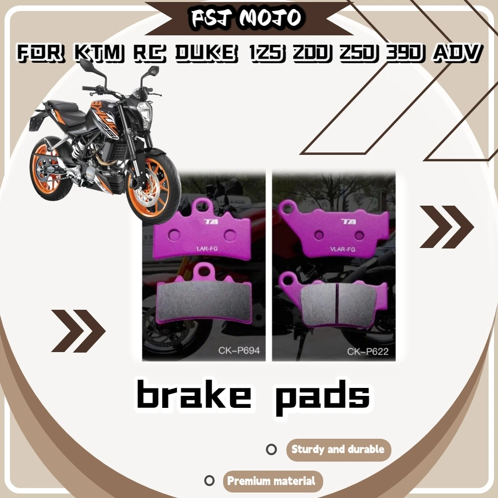 For KTM RC/DUKE 125/200/250/390 Ceramic Brake Pads Heat Treated Backplate Grooves Clear Mud For Rough Off-Road Braking