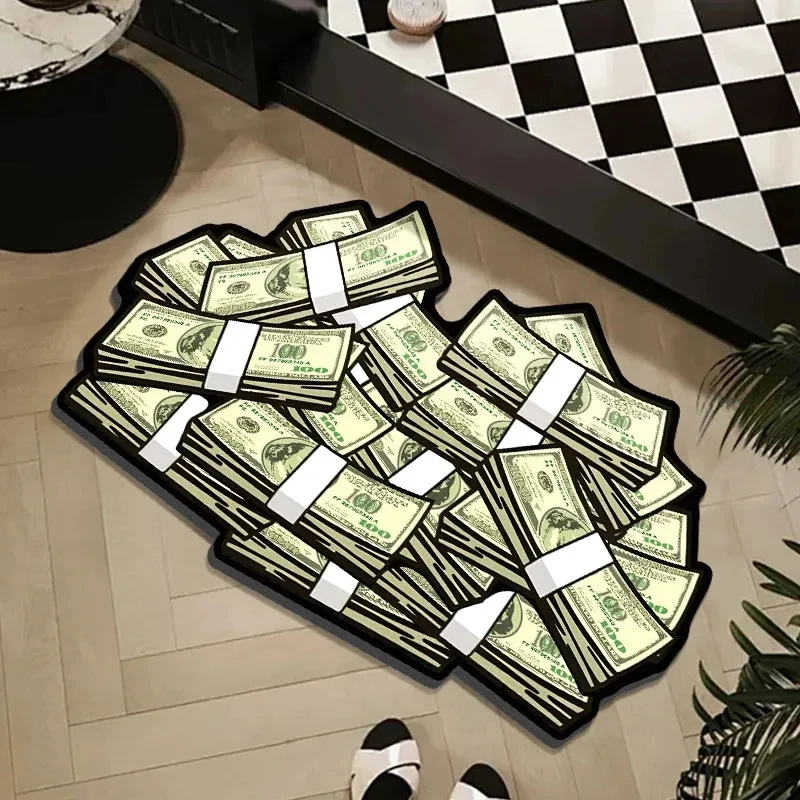 Tapis imprimé dollar VIKAMA, tapis de sol antidérapant, chaud et doux pour l'entrée, le couloir et la salle de bain, paillasson de décoration intérieure