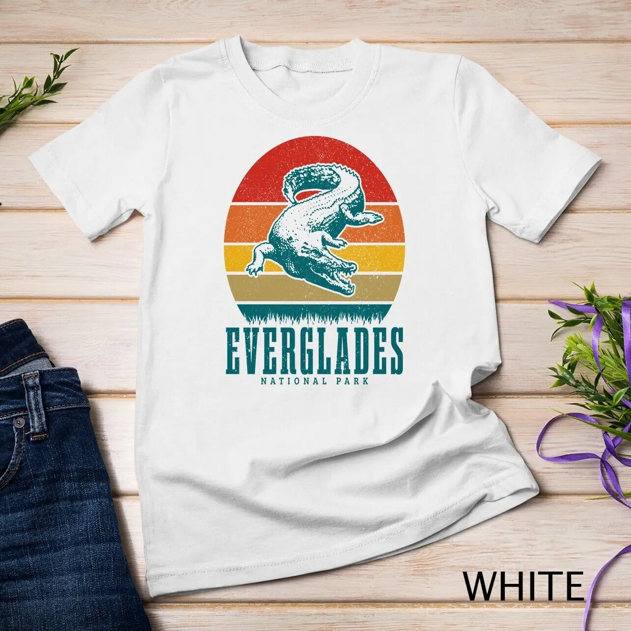 Everglades National Park Florida Vintage Alligator Crocodile Unisex T-shirt